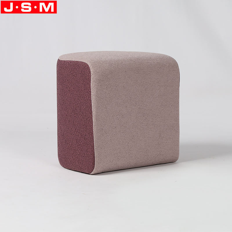 Decorated Upholstered Living Room Ottoman Fabric Wooden Frame Ottoman Stools