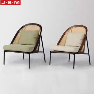 Factory Sale Modern Metal Armchair Home Used Leisure Chair With Plastic Rattan Backrest