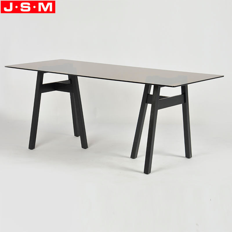 Good Quality Wood Dining Table Tempered Glass Top Dining Room Table