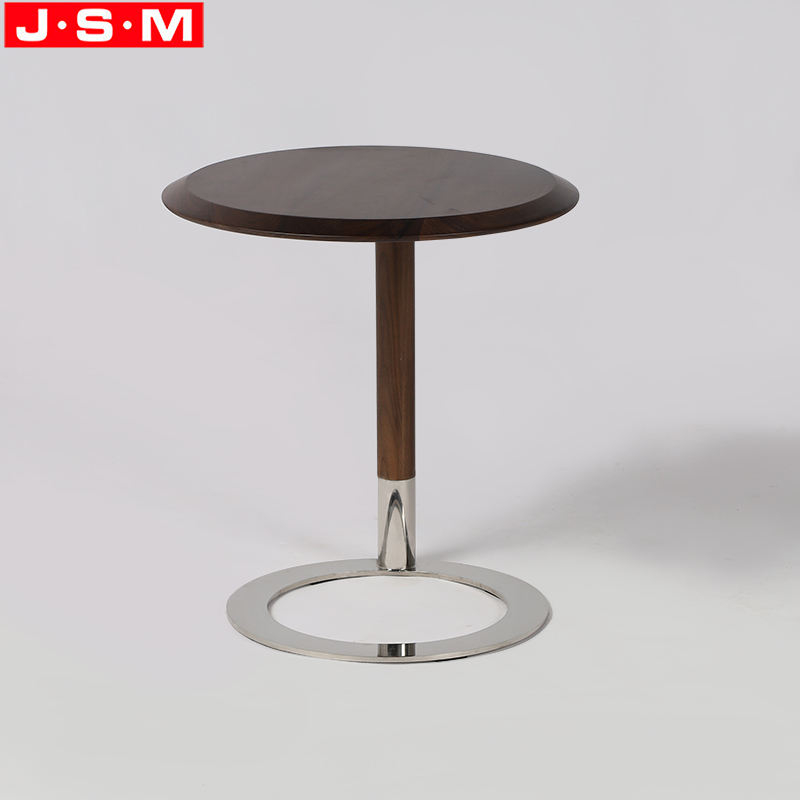 Ash Timber Furniture Living Room Wooden Bedroom Slide Metal Base Coffee Side Table