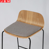 Brown Wood Veneer Metal Kitchen Cushion Seat High Chair Modern Bar Stools