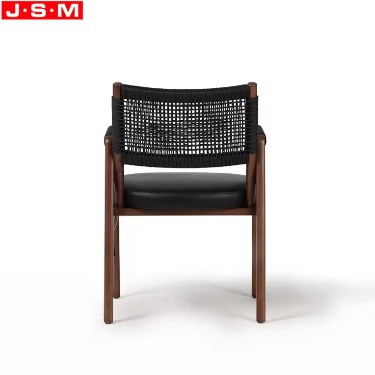Hot Selling Luxury Quality Dinning Leather Cotton Rope Woven Back Dining Chair