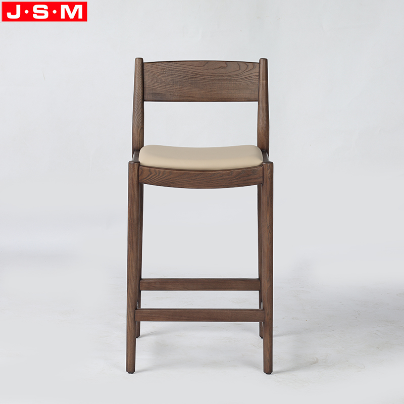 Ash Timber Frame Luxury Style High Chair Bar Stool Upholstered Metal Barstool