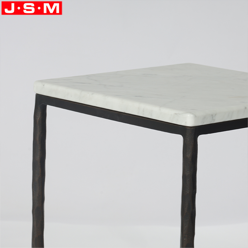 Premium Stone and Metal Construction Coffee Table Contemporary Living Room Marble Side Table for Home
