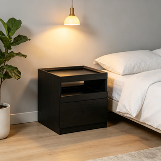 Factory Price Bedroom Nightstand Wood Simple Minimalist Small Bedside Cabinet Bedroom Furniture Night Stand with 2 Drawer