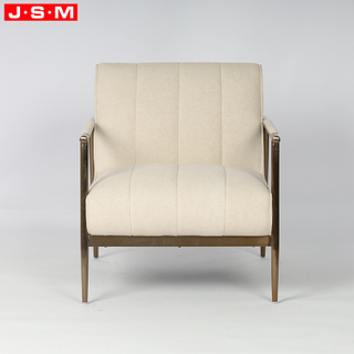 Modern Upholstered Cushion Seat and Back Living Room Accent Chair White Reading Armchair with Stainless Steel Legs