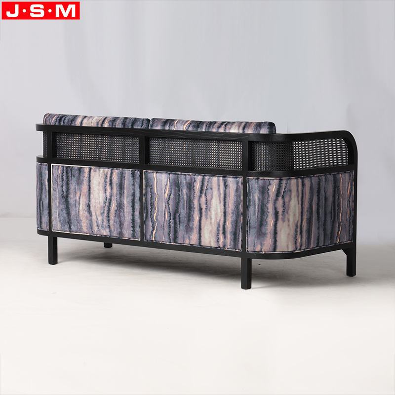 Modern New Customized Design American Ash Frame Artificial Rattan Upholstery Fabric Living Room Sofa
