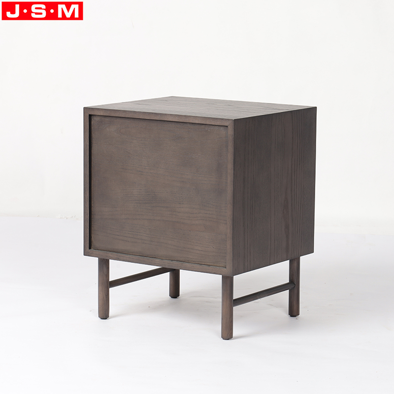 Plywood with Veneer Hot Sale Wooden Modern Metal Base Bedside Table Nightstand