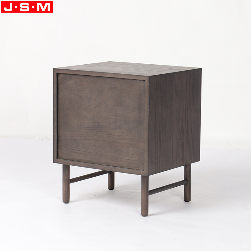 Plywood with Veneer Hot Sale Wooden Modern Metal Base Bedside Table Nightstand