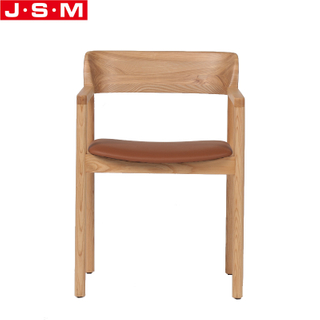 High Quality Dining Chair Ash Solid Wood Hotel Dining Chair Hard PU Leather Woven Seat