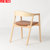 Simple Style Hotel Indoor Cushion Seat Chair Ash Timber Frame Dining Chair With Armrests