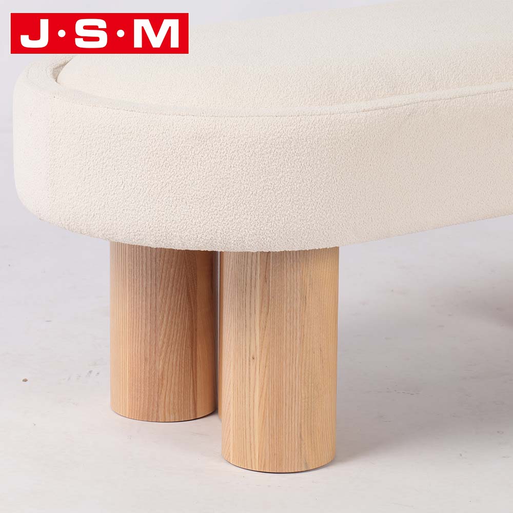 Nordic Style Bedroom Bench Wood Legs Upholstered Fabric Bench Seat