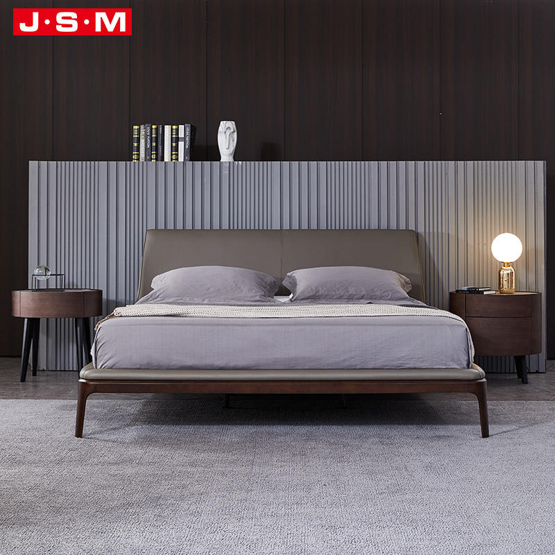 New Designs Wooden Frame Bed Set Furniture Bedroom Full Size King Bed