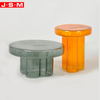 Customization Round Tempered Glass Coffee Table With Stools
