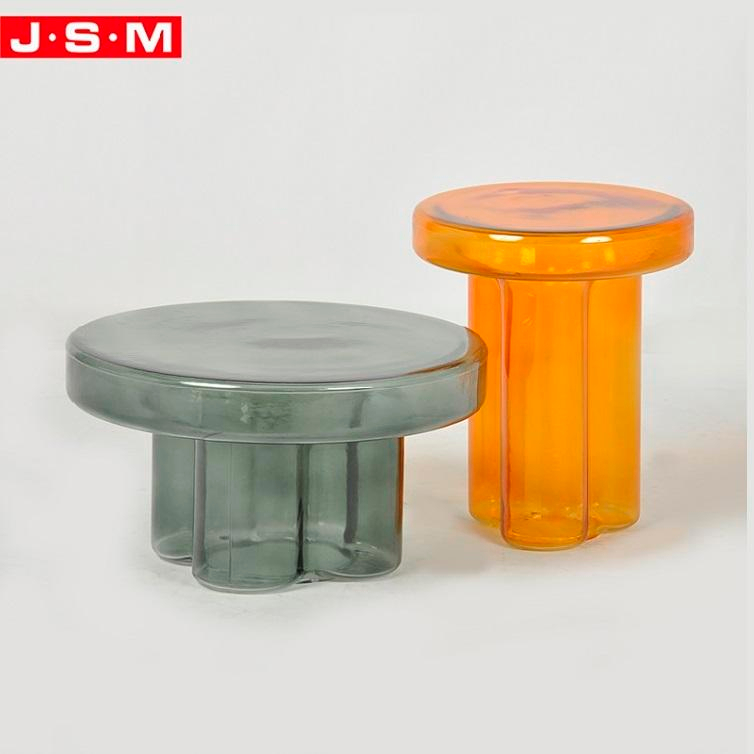 Customization Round Tempered Glass Coffee Table With Stools