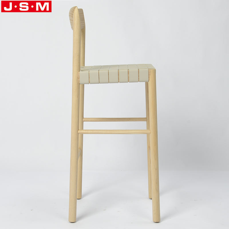 Industrial Design Outdoor Kitchen High Solid Wooden Leg White Bar Stool