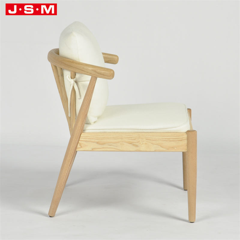 New Design Comfortable Wabi-Sabi Style Pure Color Upholstery Wooden Armchair For Living Room