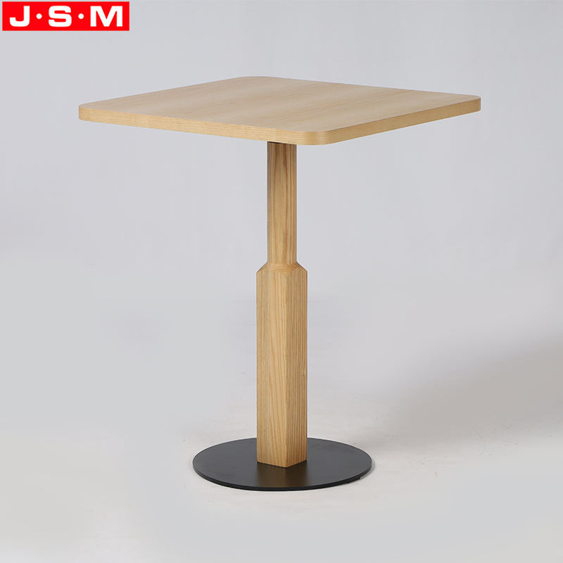 Square Ash Timber Table Top Coffee Table Wooden Metal Base Tea Table