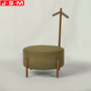 Good Quality Space Saving Round Wooden Frame With Foam And Fabric Ottoman Stool