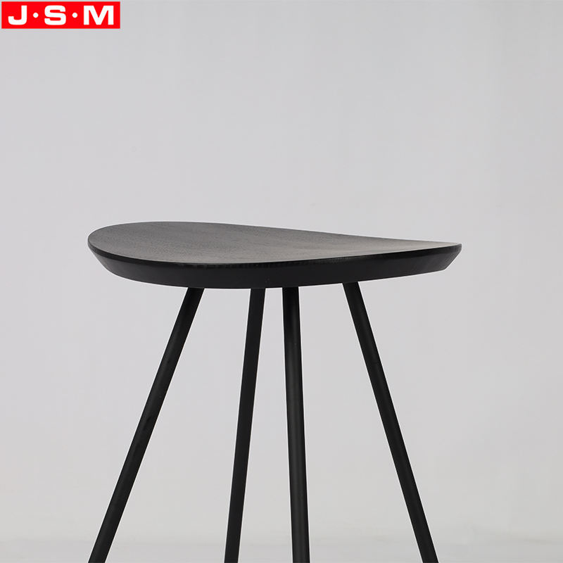 Cheap Black Nordic Kitchen Modern Ash Timber Seat Bar High Stool With Metal Legs