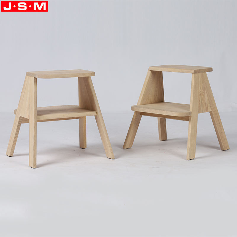 High Quality Oak Ash Timber Wood 2 Steps Ladder Stool Adult Kitchen Stool Chair