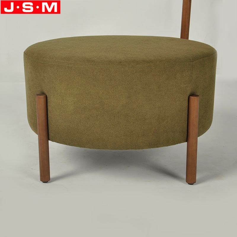 Good Quality Space Saving Round Wooden Frame With Foam And Fabric Ottoman Stool