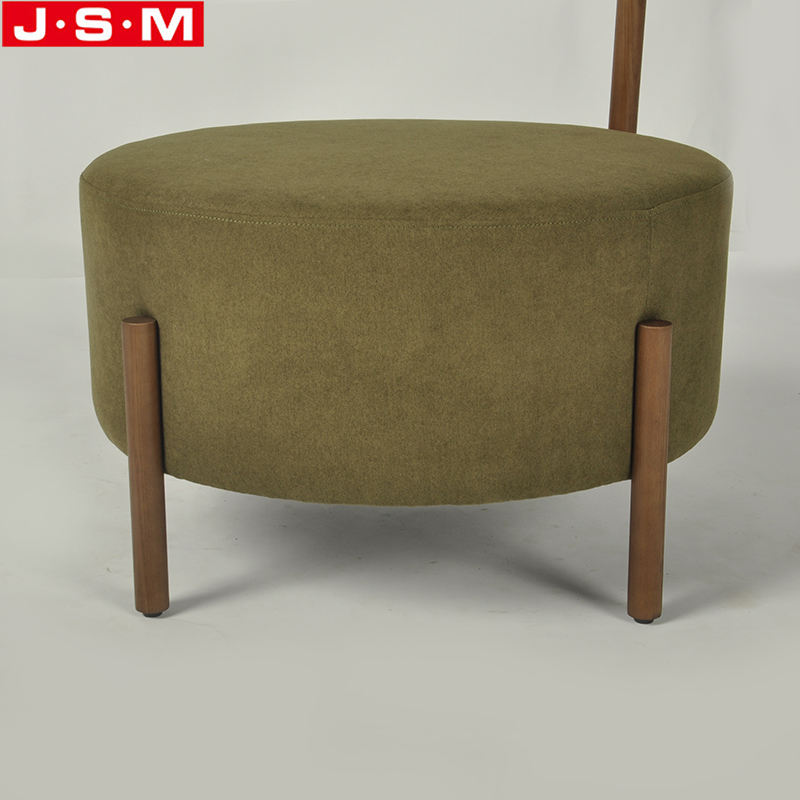 Good Quality Space Saving Round Wooden Frame With Foam And Fabric Ottoman Stool