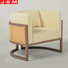 Modern Ash Timber Base Leisure Chair Living Room Armchair Cushion Fabric Single Armchair