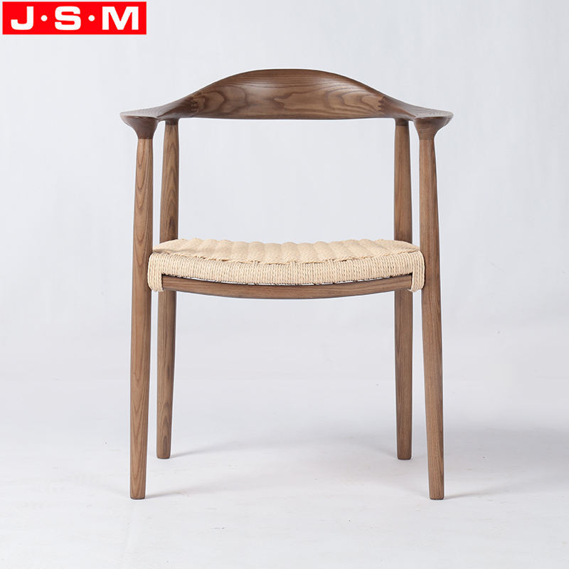 Paper Rope Seat Wood Dining Chair For Waiting Dining Room Restaurant