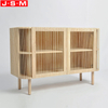 Wood Veneer Carcase Storage Cabinet With Cotton Rope Decoration