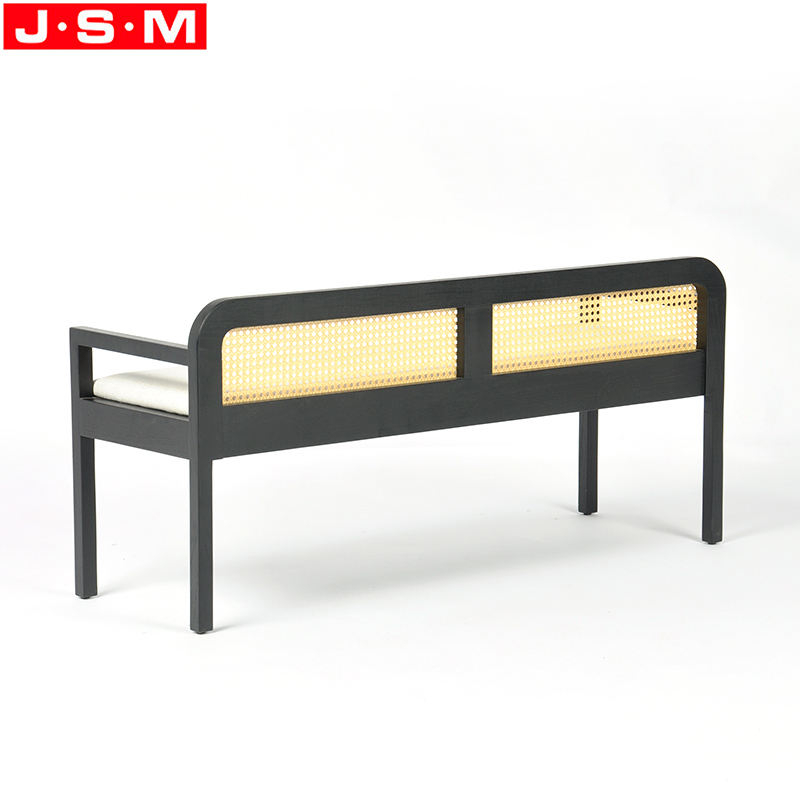 Plastic Rattan Back Chair Cushion Seat Long Benches Chair With Arm