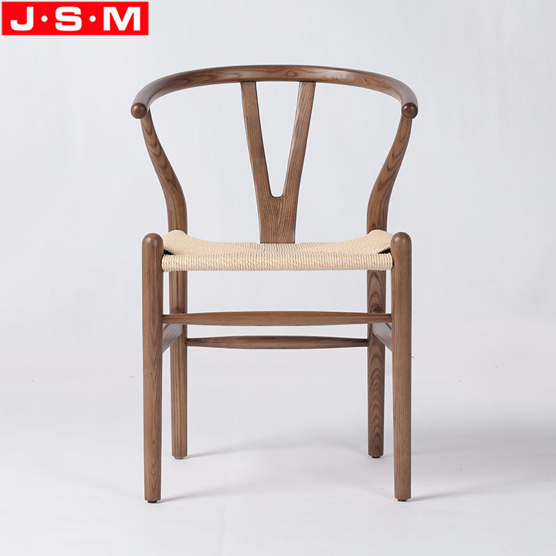 Durable Paper Rope Seat Dining Chairs Ash Timber Restaurant Chairs