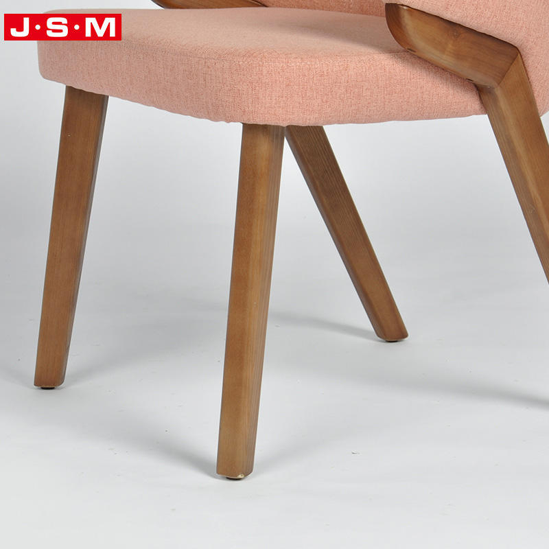 Modern Restaurant Outdoor Dining Room Wooden Pink Fabric High Back Dining Chairs