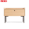 Contemporary Style Bedroom Metal Leg Wooden Bedside Table With Drawer