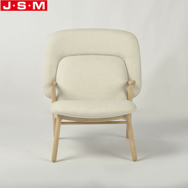 Modern Style Living Room Furniture Beige White Fabric Upholstery Armchair