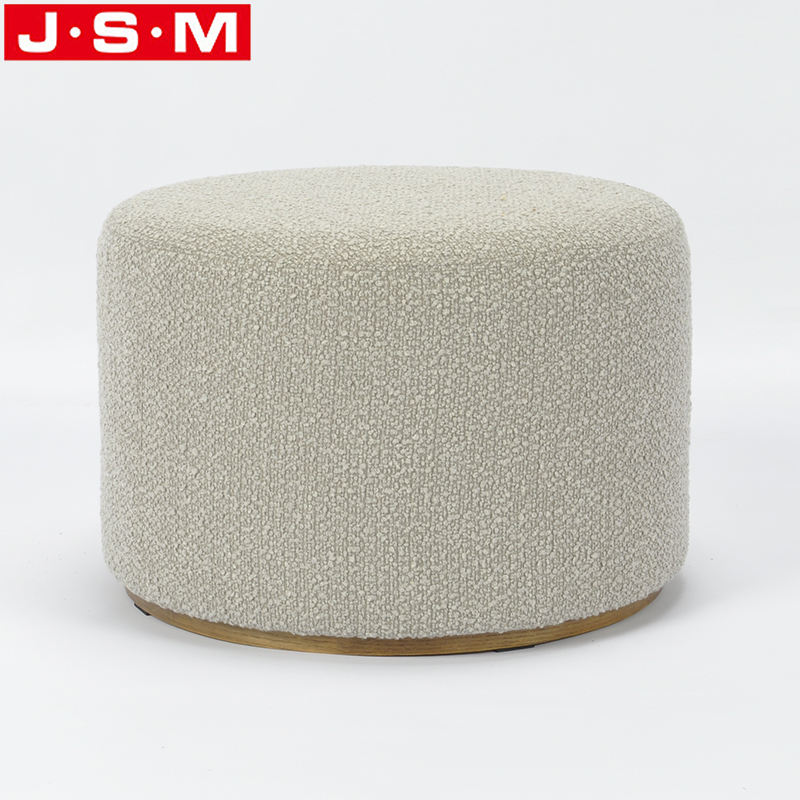Custom Color Wooden Frame Ottoman Stool Foam And Fabric Round Pouf Ottoman