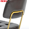 High Quality Furniture Dining Room Black Leather Upholstered Metal Dining Chairs