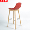 Modern Furniture Outdoor Kitchen Red Wooden Back Counter High Bar Stool Chair