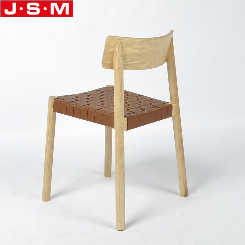 Modern Dining Room Black Leather Solid Wood Frame Back Dining Chair For Home