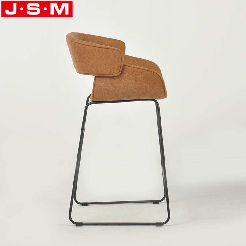 Modern Fabric High Bar Chair Metal Base Barstool Counter Upholstered Stools
