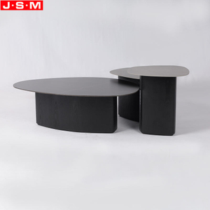 Professional Customized Any Color Artificial Marble Top Tea Table Ash Veneer Base Tea Table