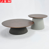 Cushion Base Wood Veneer Table Top Round Coffee Table Home Living Room Tea Table