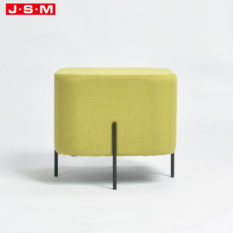Living Room Square Fabric Storage Lounge Chair Pouf Storage Bench Metal Base Ottoman Stool