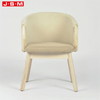 Wooden Solid Color Fabric Low Back Garden Arm Chair Dining Chair