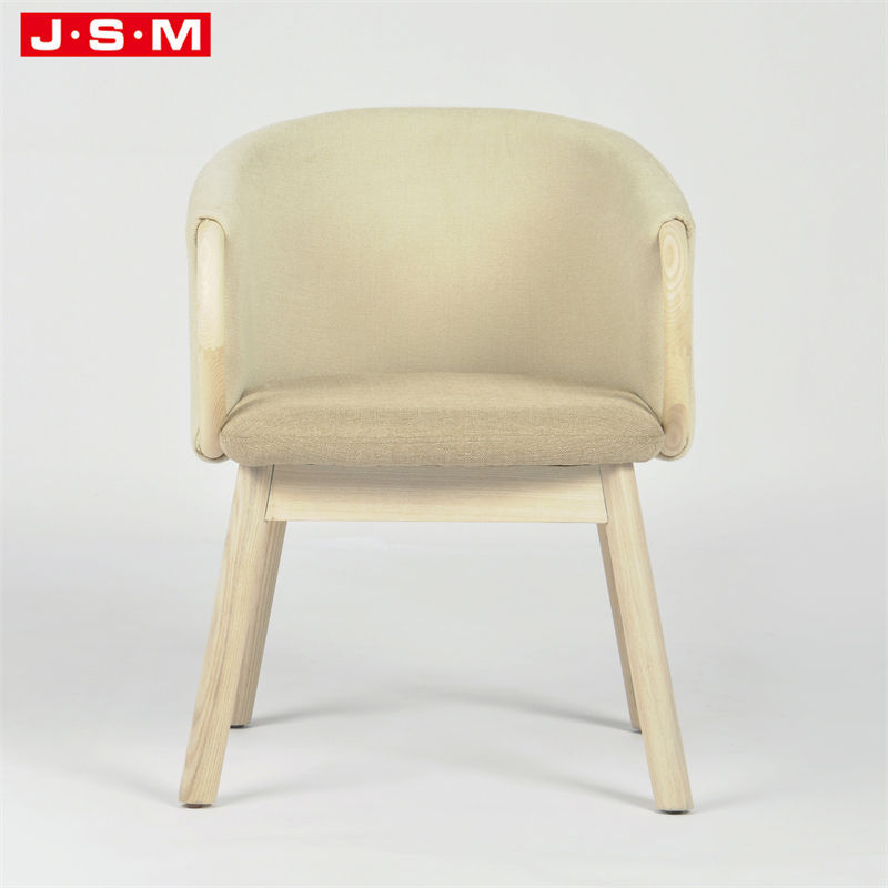 Wooden Solid Color Fabric Low Back Garden Arm Chair Dining Chair
