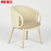 Wooden Solid Color Fabric Low Back Garden Arm Chair Dining Chair