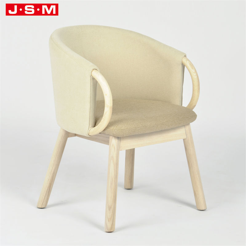 Wooden Solid Color Fabric Low Back Garden Arm Chair Dining Chair