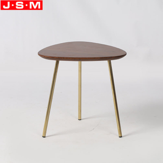Timber Table Top Living Room Furniture Corner Table Beside Gold Metal Side Table