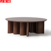 Modern Living Room Furniture Round Ash Veneer Top Retro Coffee Table Solid Wood Base Tea Coffee Table