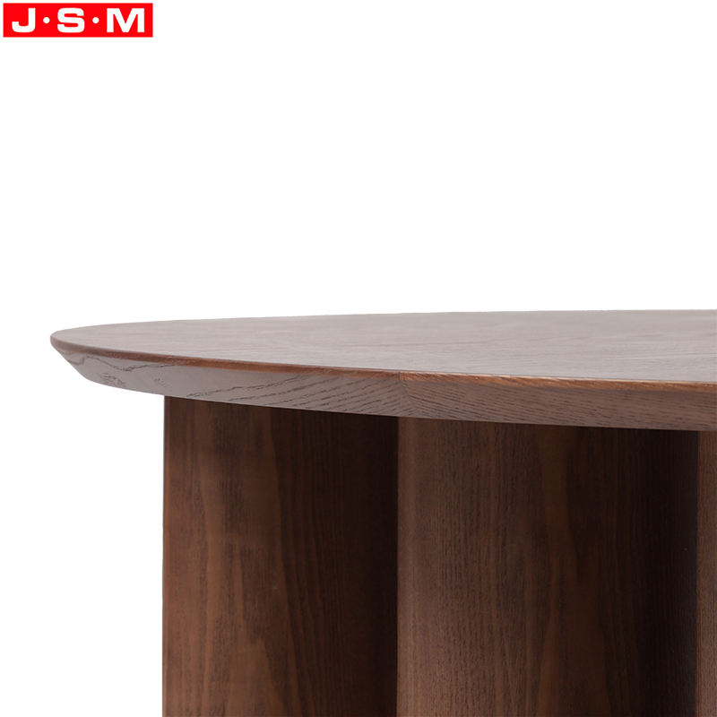 Modern Living Room Furniture Round Ash Veneer Top Retro Coffee Table Solid Wood Base Tea Coffee Table